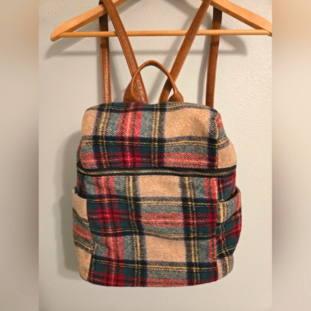 Jen & Co. Vegan Tartan Plaid  Backpack Purse